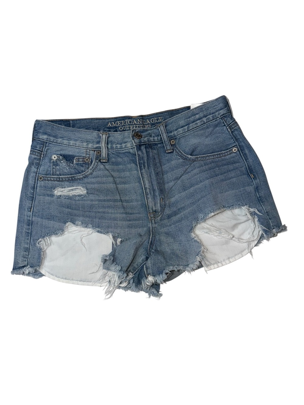 American Eagle Outfitters Distressed Light Blue Denim Shorts